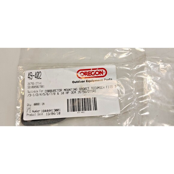 3-CARBURETOR MOUNTING GASKET FOR TECUMSEH REPLACES OEM 26756, OREGON 49-402-NEW - Picture 2 of 4